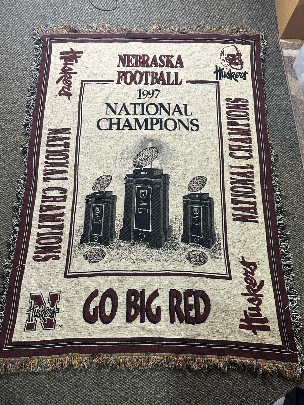 Cornhuskers 'Go Big Red' 1997 National Champions Throw Blanket